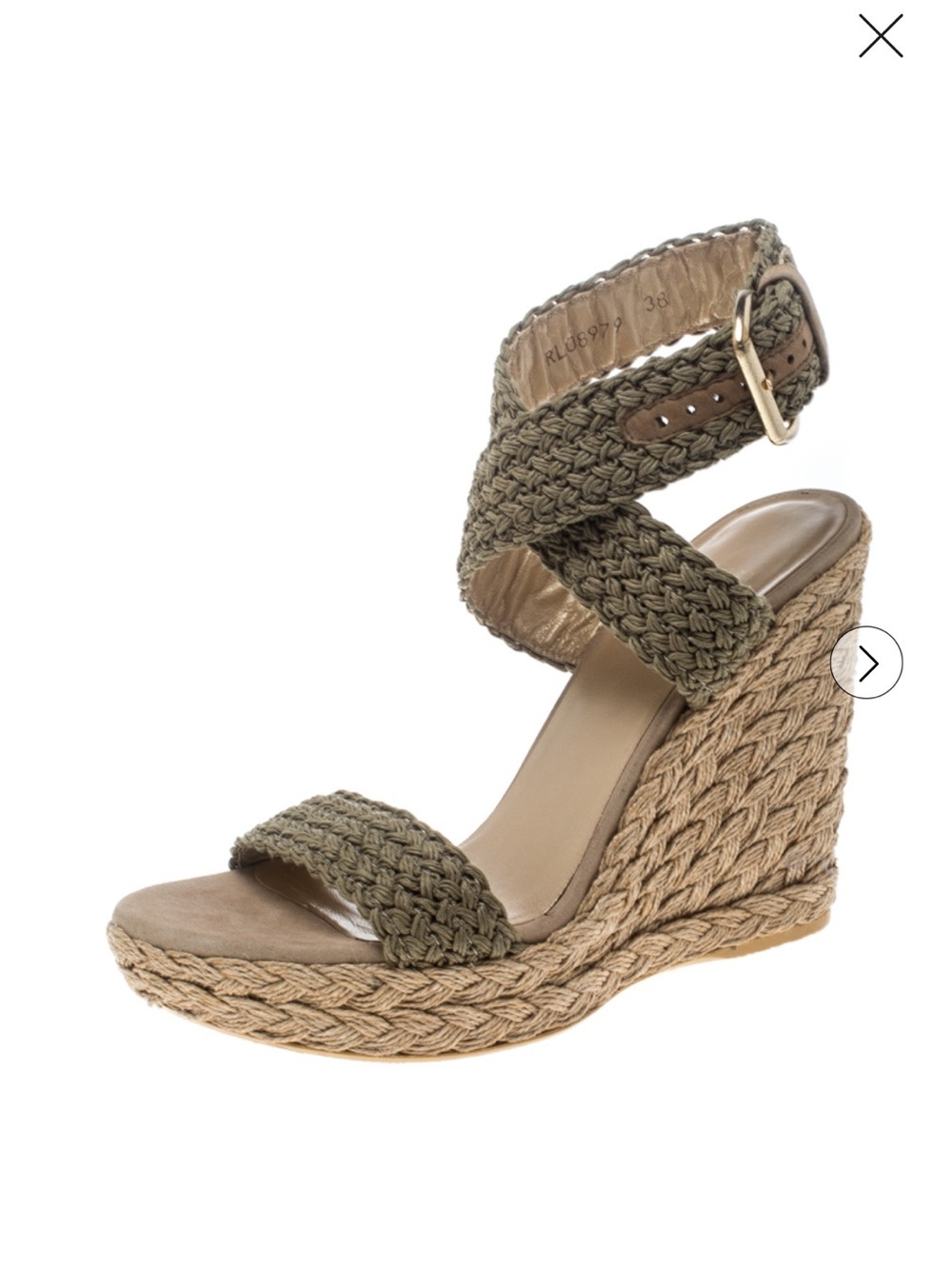 Stuart Weitzman Alex Crochet Espadrille Wedge Sandal Brown Sz 9.5